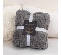 ENEN Flanella Coperta Plaid Pile Morbida Calda di Microfibra Letto Jacquard Copertina Invernale Singolo Matrimoniale per Divano Coperta Morbida Leggera (Grigio,100x150)