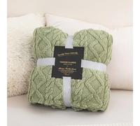 ENEN Flanella Coperta Plaid Pile Morbida Calda di Microfibra Letto Jacquard Copertina Invernale Singolo Matrimoniale per Divano Coperta Morbida Leggera (Verde,100x150)