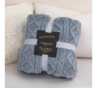 ENEN Flanella Coperta Plaid Pile Morbida Calda di Microfibra Letto Jacquard Copertina Invernale Singolo Matrimoniale per Divano Coperta Morbida Leggera (Blu,100x150)