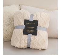 ENEN Flanella Coperta Plaid Pile Morbida Calda di Microfibra Letto Jacquard Copertina Invernale Singolo Matrimoniale per Divano Coperta Morbida Leggera (Beige,100x150)