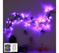 ENEN Halloween 1,8m Catena Luminosa Interno con Batteria, Luci del Ramo Pieghevole, LED Stringa Luci, per Luci Decorative per la Casa, Matrimonio, Decorazione per Feste (Viola,54 LEDs)