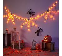 ENEN Halloween 1,8m Catena Luminosa Interno con Batteria, Ragnatela Spaventosa LED Stringa Luci, per Luci Decorative per la Casa, Matrimonio, Decorazione per Feste (Arancione,1)