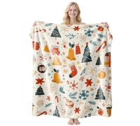 ENEN Natale Xmas Coperta Plaid Pile Morbida Calda Flanella Di Microfibra Letto Copertina Invernale Singolo Matrimoniale per Divano Coperta Morbida Leggera (Campanelle dorate,75x100cm)