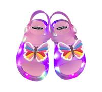 ENEN Sandali con Luci LED Bambina Scarpe da Spiaggia Ragnetto Mare Estate Sabot Gomma Scarpette da Scoglio Antiscivolo Leggere per Piscina Vacanze (Farfalla rosa,28)