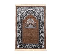 ENEN Tappeto da Preghiera Islamico Musulmano con nappe, Motivi Tradizionali, Tappetino da Preghiera del Ramadhan Morbido Portatile Pieghevoleil per Uomo Donna e Bambino (70x110cm,Marrone)