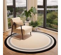 ENEN Tappeto Soggiorno Rotondo, Tappeto Salotto Moderno a Pelo Corto Grande Motivo Chic Vintage Lavabile Antiscivolo Non Pelucchi per Cucina, Camera da Letto, Corridoio (Beige 2,180cm)