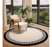 ENEN Tappeto Soggiorno Rotondo, Tappeto Salotto Moderno a Pelo Corto Grande Motivo Chic Vintage Lavabile Antiscivolo Non Pelucchi per Cucina, Camera da Letto, Corridoio (Beige 1,140cm)