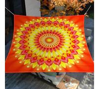 ENEN Vela Ombreggiante Impermeabile, Ombreggianti Tenda a Vela per Esterno 3D Mandala Telo Tenda da Sole, Resistente Agli Strappi Vela Ombreggiante per Giardino (Rosso Giallo,200x240cm)