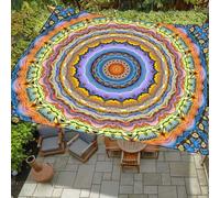 ENEN Vela Ombreggiante Impermeabile, Stampa 3D del Mandala Vele Ombreggianti Tenda a Vela per Esterno con 4 Corde, Telo Tenda da Sole Vela Ombreggiante per Giardino (Mandala E,200x200cm)