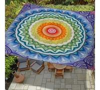 ENEN Vela Ombreggiante Impermeabile, Stampa 3D del Mandala Vele Ombreggianti Tenda a Vela per Esterno con 4 Corde, Telo Tenda da Sole Vela Ombreggiante per Giardino (Mandala F,200x240cm)