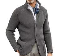 ENENEN Autunno e Inverno Stand Collare da Uomo Cardigan Abito Cappotto Ispessito Maglia Abito Giacca Cappotto