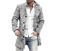 ENENEN Cappotto di Lana per Capelli Lunghi da Uomo Slim Slim -Coat di Lana Casual collaro