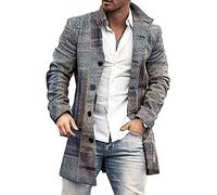 ENENEN Cappotto di Lana per Capelli Lunghi da Uomo Slim Slim -Coat di Lana Casual collaro