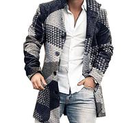 ENENEN Cappotto di Lana per Capelli Lunghi da Uomo Slim Slim -Coat di Lana Casual collaro