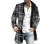 ENENEN Cappotto di Lana per Capelli Lunghi da Uomo Slim Slim -Coat di Lana Casual collaro