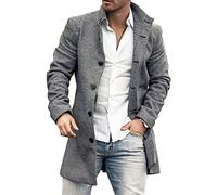 ENENEN Cappotto di Lana per Capelli Lunghi da Uomo Slim Slim -Coat di Lana Casual collaro