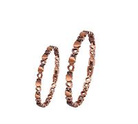 EnerCoppeX Set di gioielli magnetici da donna in puro rame, 3500 Gauss efficace, braccialetto e cavigliera in puro rame al 99%, contiene 2 maglie extra per estendere la dimensione (A)