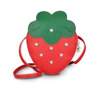 Energather Borsa Tracolla Donna Piccola, Borsa Donna Tracolla in Pelle PU con Motivo di Fragola e Spallina Ablativa per Ragazze, Adorabile Borsa a Tracolla Donna per Ragazze con Zipper per Compleanno