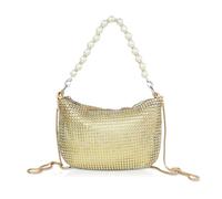 Energather Pochette da donna, piccola borsa con strass con 2 catene staccabili, borsa da sera glitterata piccola borsa per matrimonio ballo di fine anno, Oro, s
