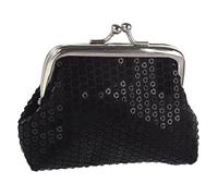 Energetic Portamonete con paillettes mini portafoglio con fibbia per donna (nero), Nero