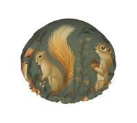 Energetic Squirrel And Flower Cuffia Da Bagno Per Donna Antiscivolo Cuffia Doccia Comodo Cuffie Da Bagnos Per Spa Nuoto Viaggi