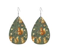 Energetic Squirrel And Flower Orecchini Da Donna In Pelle Di Goccia Moda Orecchini Da Donna In Finta Pelle Lussuoso Ciondolo Con Pendente A Goccia Per Balli Feste Accessori