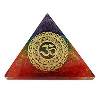 Energia piramide orgonite (240 g/8 cm), 7 pietre preziose chakra con simbolo Mantra Om Aum, protezione energetica e armonia