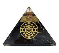 Energia Piramide Orgonite (240 g/8 cm) Gemma di tormalina nera con simbolo Sri Yantra | Protezione dell'energia