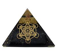 Energia Piramide Orgonite Tormalina Nera Gemma con simbolo Metatrons Cubi | Protezione Energia Fortuna Armonia (6 x 6 x 5 cm)