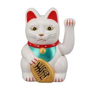 Energia solare ondeggiare il braccio fortune gatto fortunato fortune gatto decorazione desktop per la scrivania del cruscotto per auto da casa da 5 pollici (Bianco)