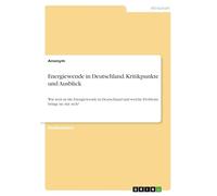Energiewende in Deutschland. Kritikpunkte und Ausblick: Wie weit ist die Energiewende in Deutschland und welche Probleme bringt sie mit sich?