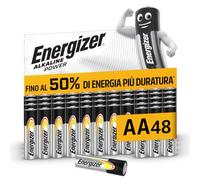 Energizer Alkaline Power Pile AA 1,5V, Potenza e Lunga Durata, Privo di Mercurio, Confezione da 48