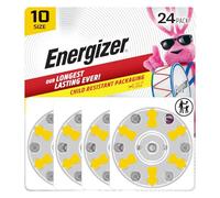 Energizer Batterie per apparecchi acustici, misura 10, linguetta gialla, confezione da 24