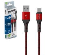 Energizer C520CKRD USB-A to USB-C Cavo, 2 Metri, Red and Black