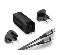 ENERGIZER - Caricabatterie rapido USB-C da 90 W - con cavo 100 W - 3 prese incluse (EU/US/UK) - Nero