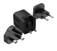 ENERGIZER, Caricatore da muro GaN 4A USB-C 20W multipresa EU / UK / US, Nero