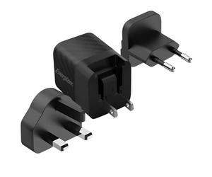 ENERGIZER, Caricatore da muro GaN 4A USB-C 20W multipresa EU / UK / US, Nero