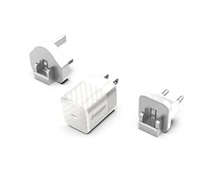 Energizer - Caricatore rapido USB-C da 20 W - Senza Cavo - 3 Prese Incluse (EU/US/UK) - Bianco