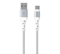 Energizer Cavo USB-A/USB-C rinforzato, 2 m, colore: bianco/argento intrecciato