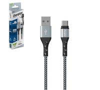 Energizer Cavo USB-A/USB-C rinforzato, 2 m, nero/argento intrecciato
