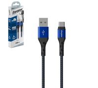 Cavo USB-A/USB-C rinforzato, 2 m, nero/blu intrecciato