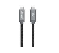 Energizer - Cavo USB-C a USB-C - PD Ricarica Rapida 60W - Tipo C Nylon Intrecciato Compatibile con iPhone 15 Plus Galaxy S23 Ultra Plus S22 (2M) - Nero