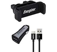 ENERGIZER CKITB2CC23 - Kit per auto - Supporto a clip - 3.4 A - 2 USB - Cavo USB-C incluso - Presa accendisigari - Ricarica e sincronizzazione rapida - Nero, Compatibile MFI