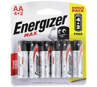 Energizer E91Bp6 Max 1.5V Batterie Alcaline Aa, 6 Pezzi - Nero