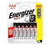 Energizer E92BP6 Max 1.5V Batterie alcaline AAA, 6 Pezzi - Nero