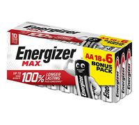Energizer - Max, confezione da 18+6 batterie AA 1,5 V, più potenza e lunga durata per uso quotidiano, senza solfatazioni e mantiene carica 10 anni