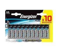 Energizer Max Plus - Pile AA (pacco da 10) Batterie Alcaline 1,5V - potenza che dura 200% di extra durata - 100% imballaggio riciclabile privo di plastica - 10 anni di conservazione