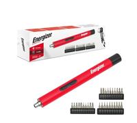 Energizer Mini avvitatore elettrico di precisione 3 V, 30 punte incluse, coppia 3 Nm, illuminazione LED incorporata, 160 giri/min, 2 batterie AAA fornite, compatta, rosso