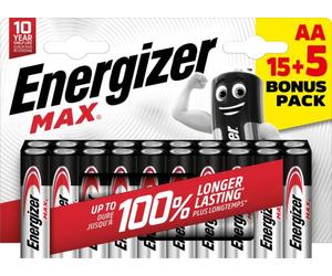 ENERGIZER PILAS ALKALINE MAX LR6 (AA) BL15+5 BR, Multicolore