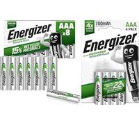Energizer Recharge Power Plus - Batterie Ricaricabili AAA (Confezione da 12) - Pile 700 mAh NiMH - pronte all'uso - potenza di lunga durata - 100% imballaggio riciclabile privo di plastica